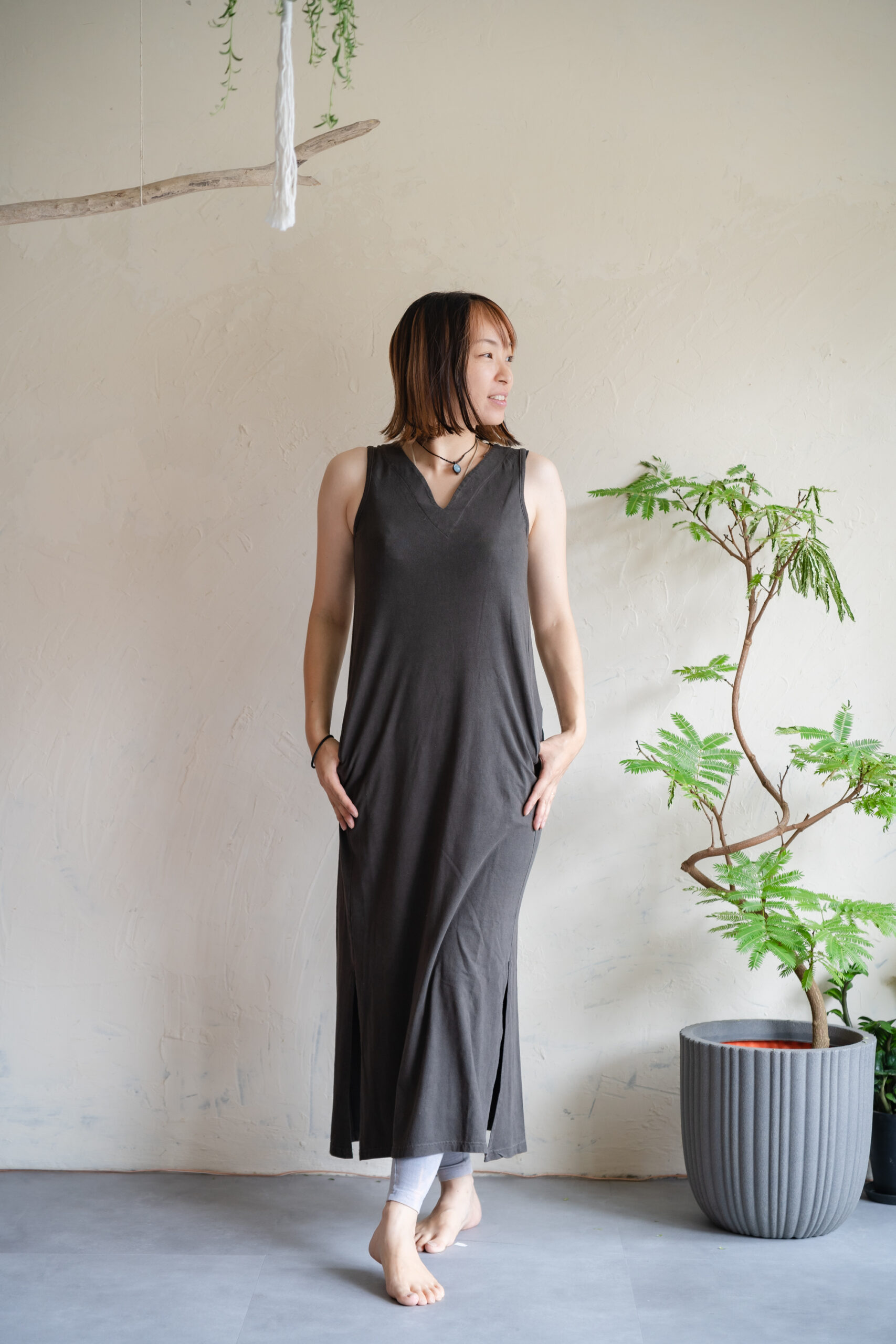 天然素材・草木染め】 ノースリーブワンピース ヘンプオーガニック 