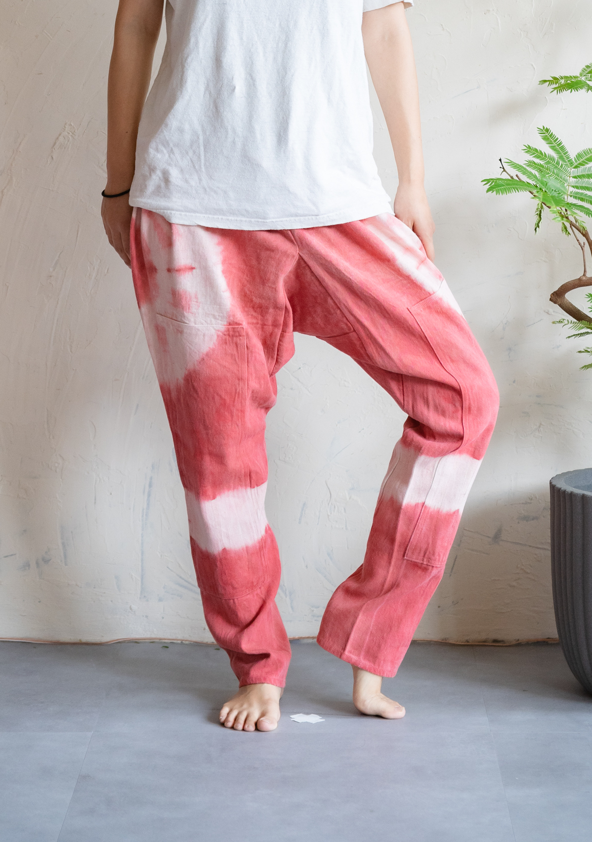Botanic green 草木染め POT PANTS 茄紺 M（オーガニックコットン 草木 